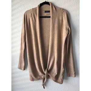 ZARA Knit Open Front Light Brown Viscose Cárdigan Size L